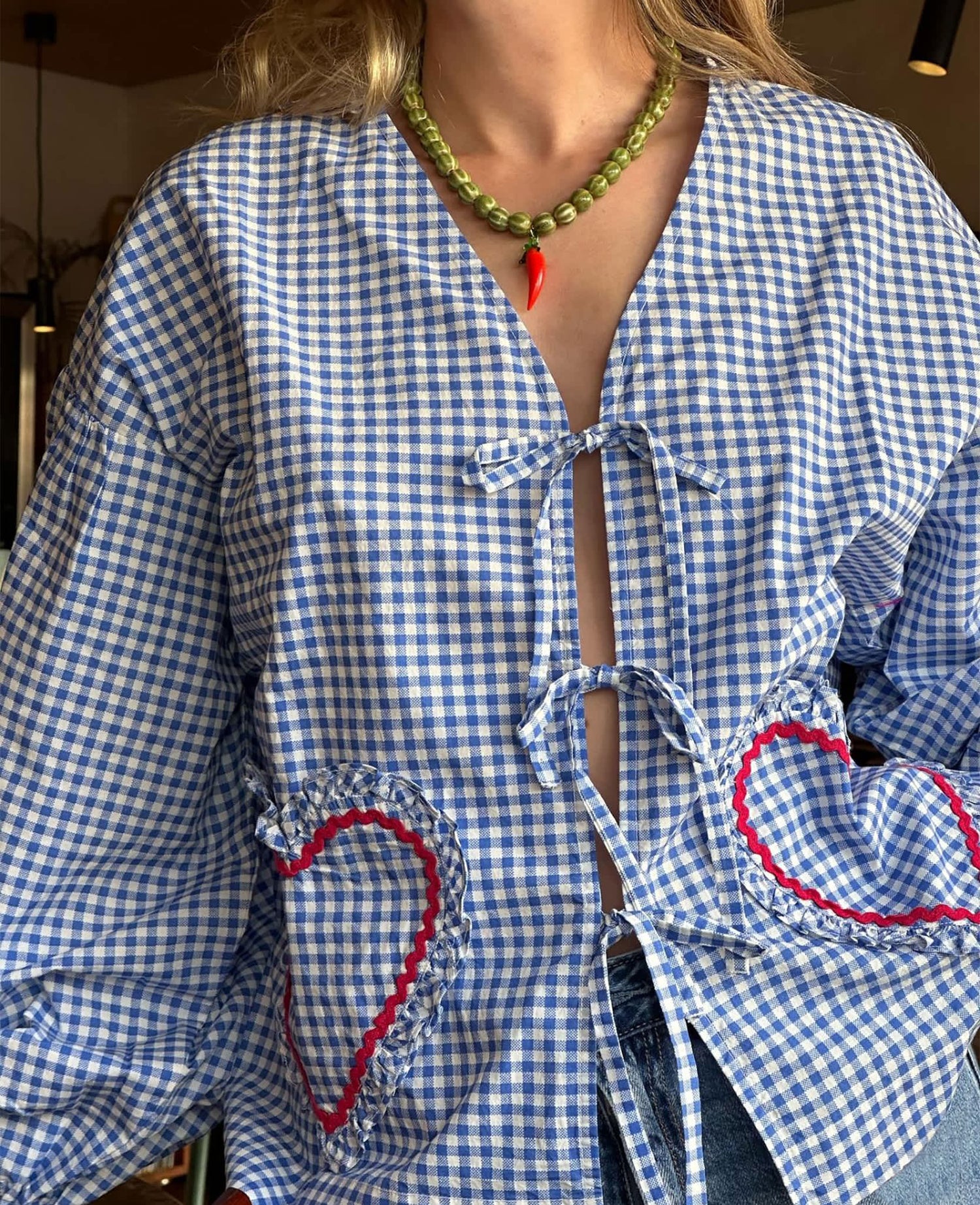 Astrid Top - Blue Checks
