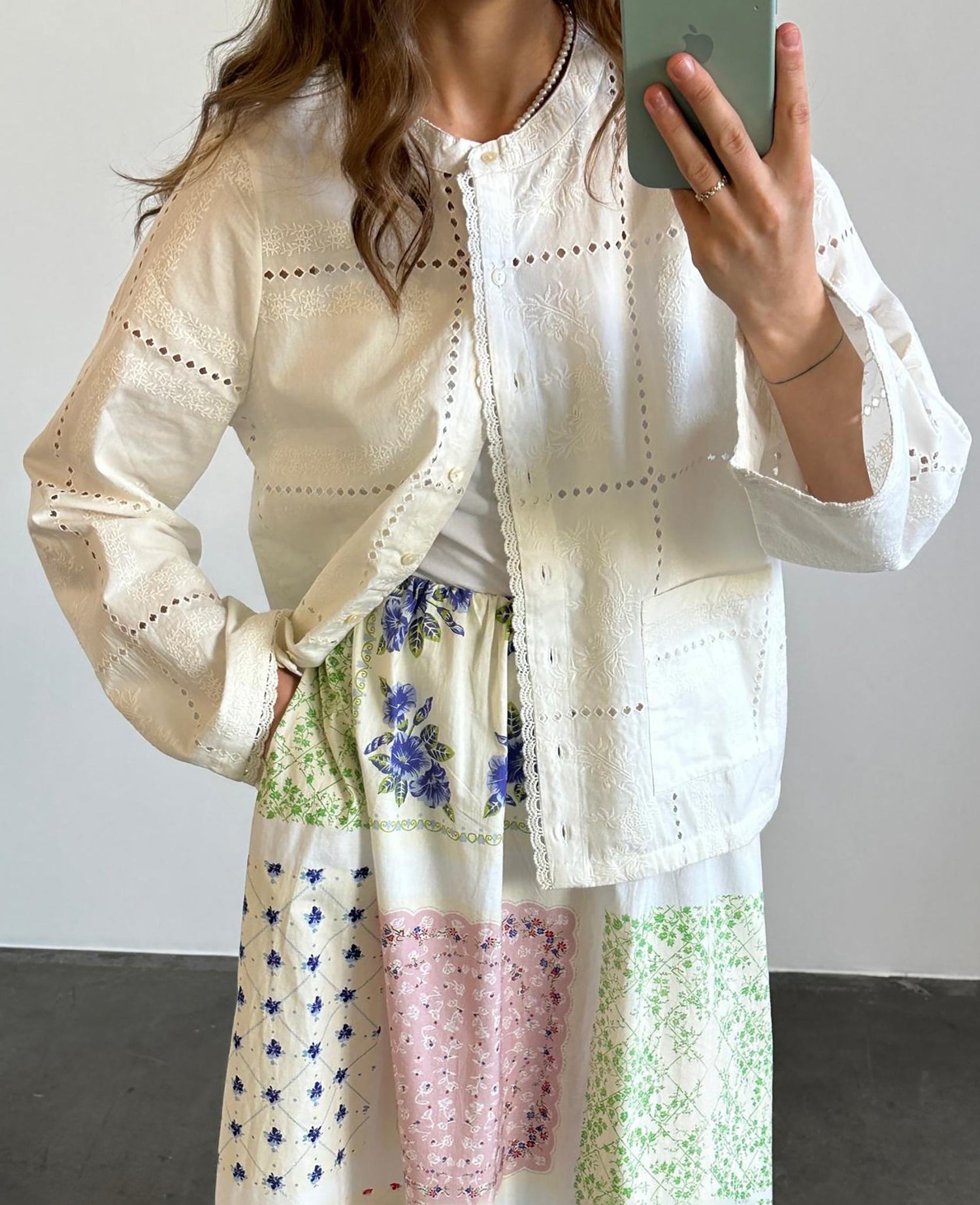 Ava Shirt - White Squares