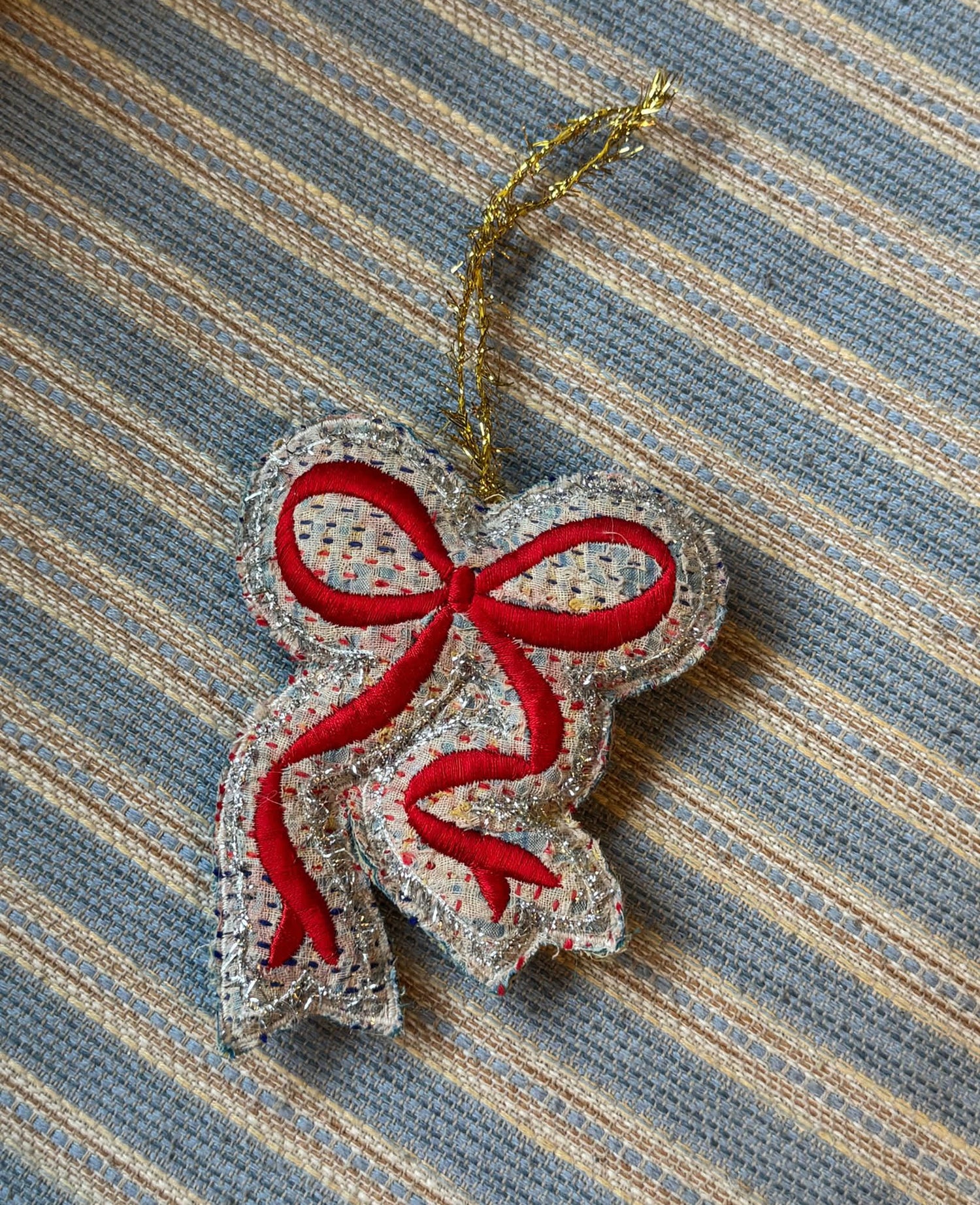 Christmas Kantha Bow Ornament - Assorted Colors