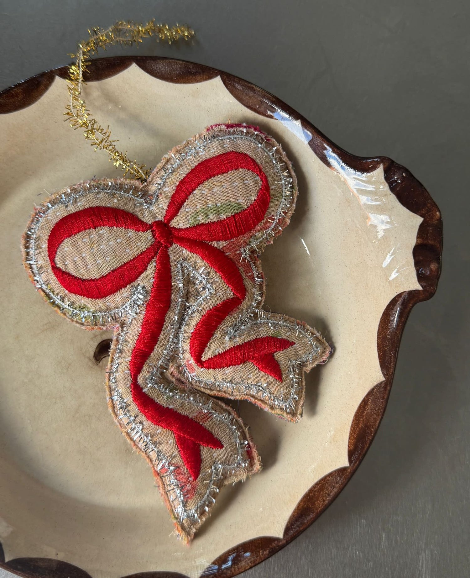 Christmas Kantha Bow Ornament - Assorted Colors