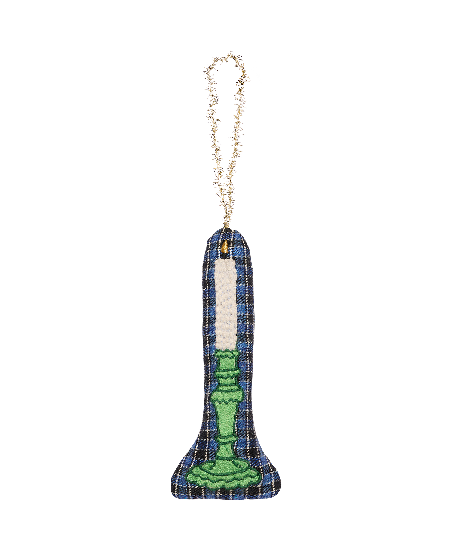 Candle Ornament - Blue Checks