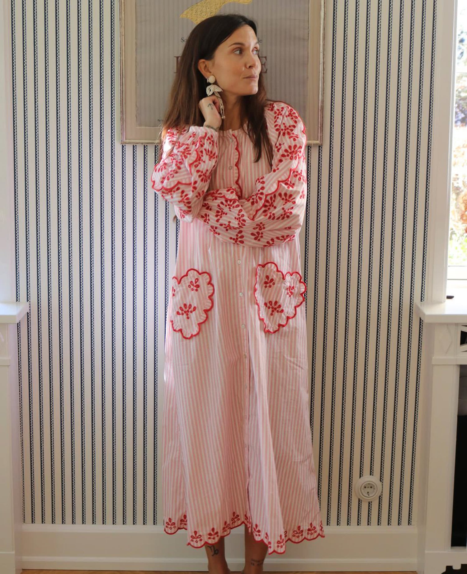 Elin Dress - Red Stripes