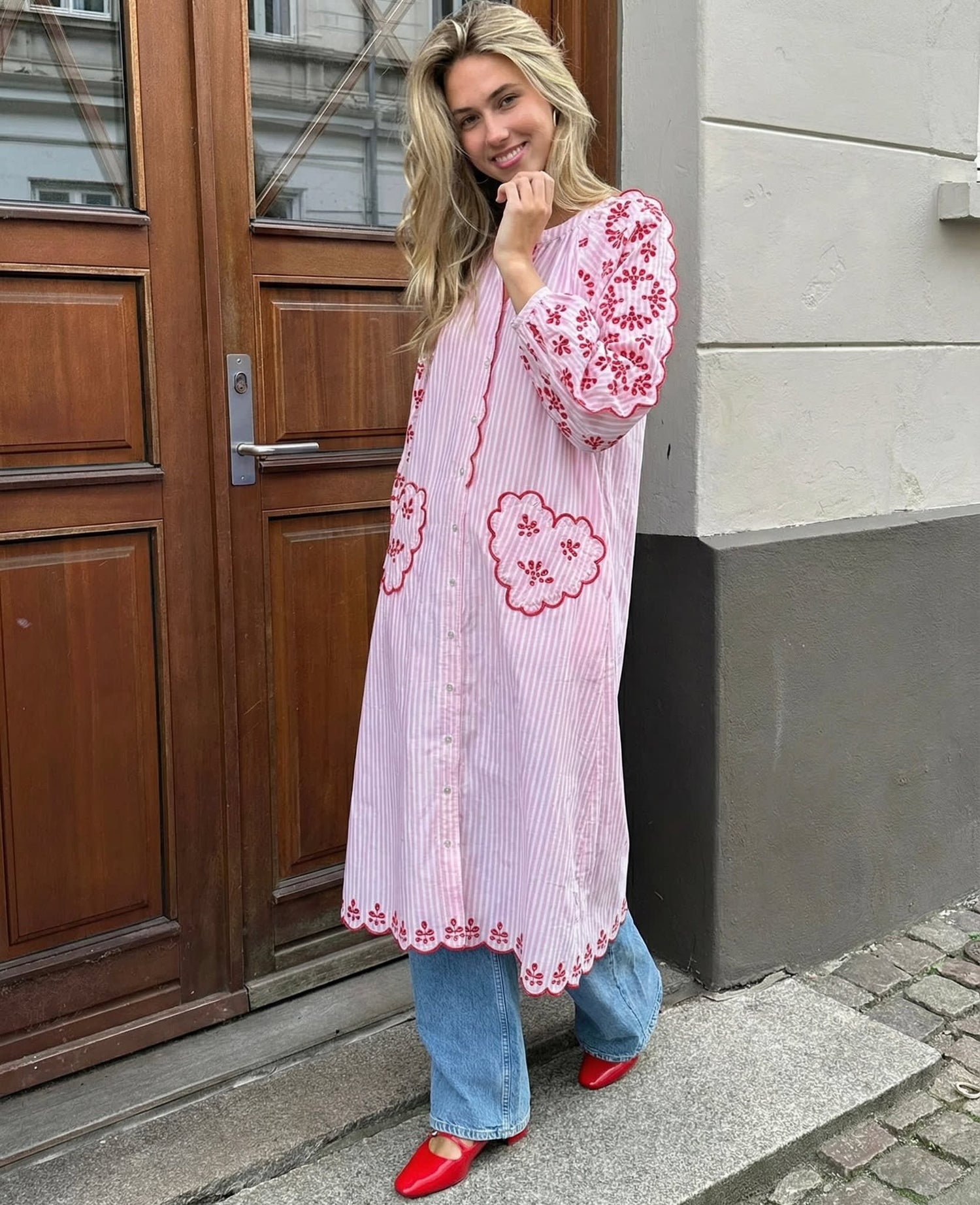 Elin Dress - Red Stripes