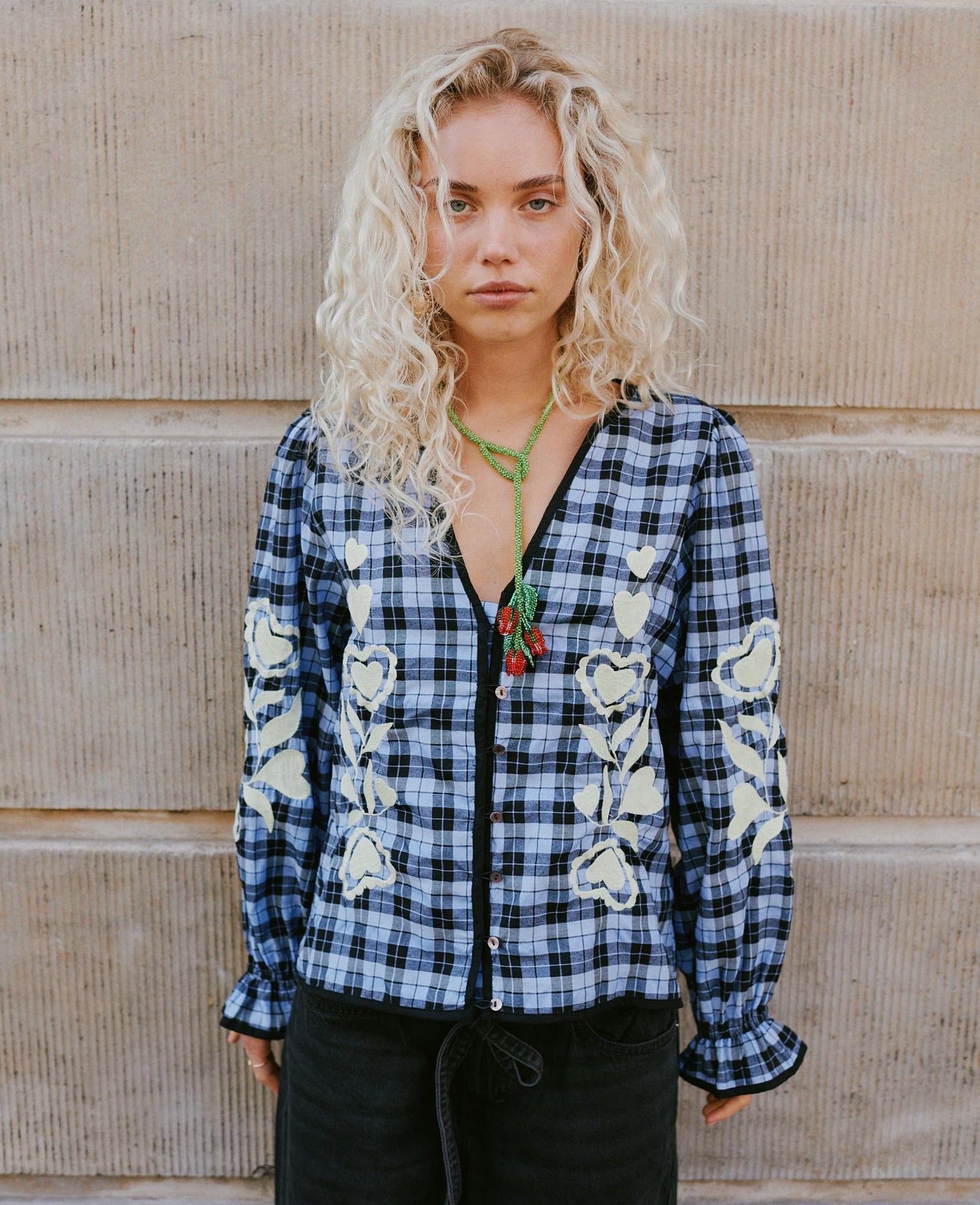 Fran Top - Blue Checks
