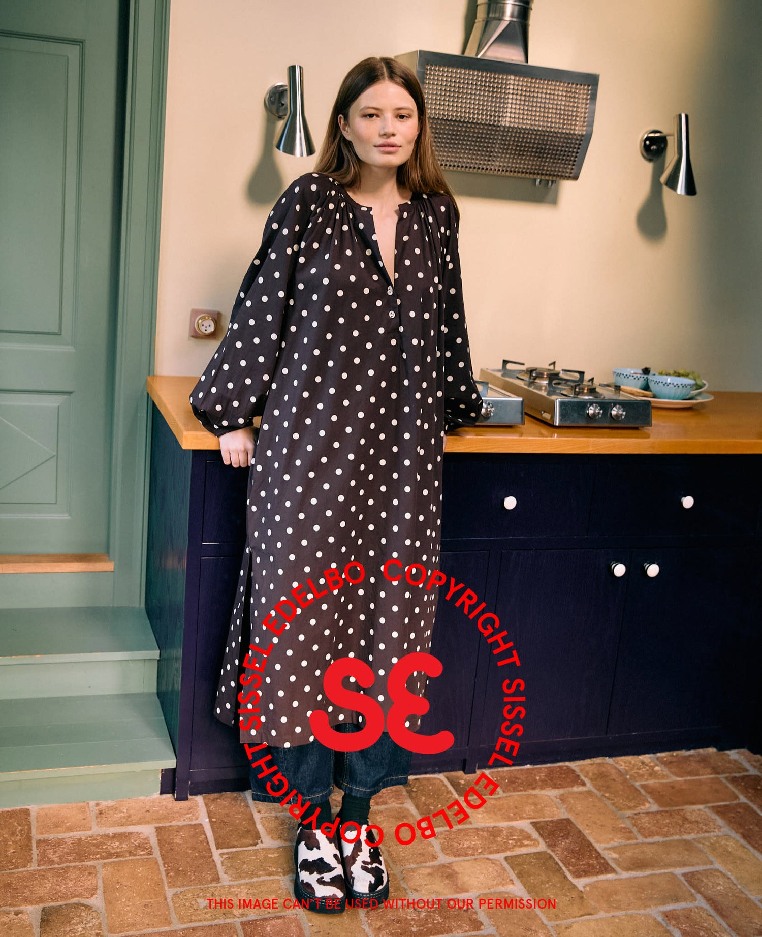 Lara Dress - Brown Dot