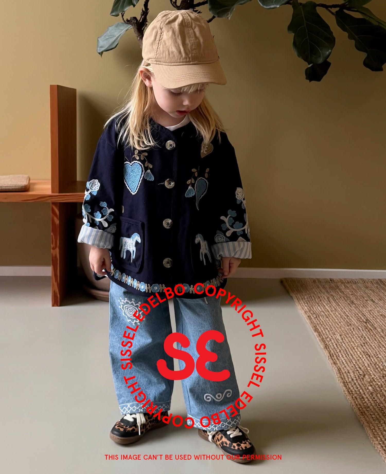 Maggie MINI Jacket - Navy Horses