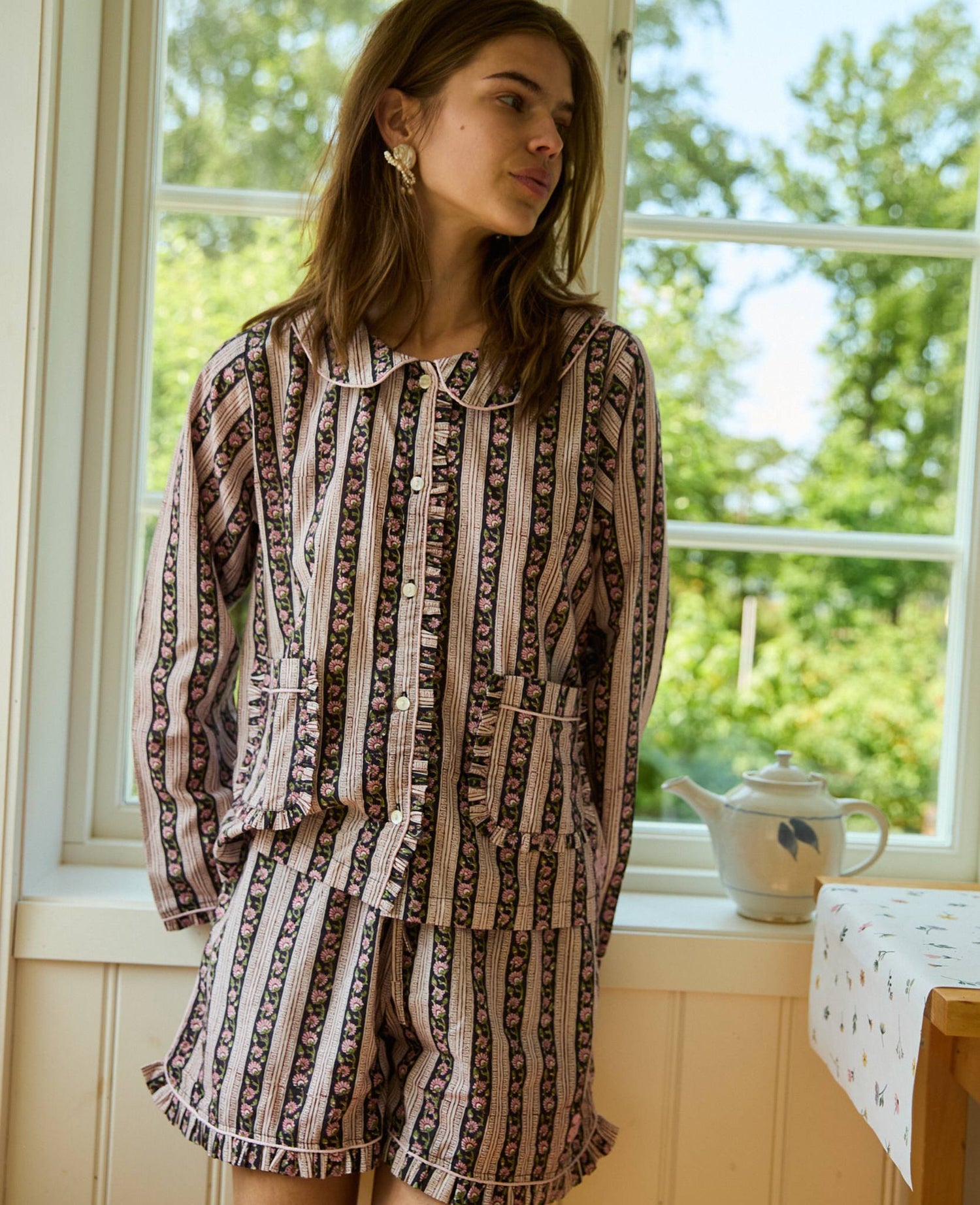 Nuvena Pyjamas Set - Black Stripes