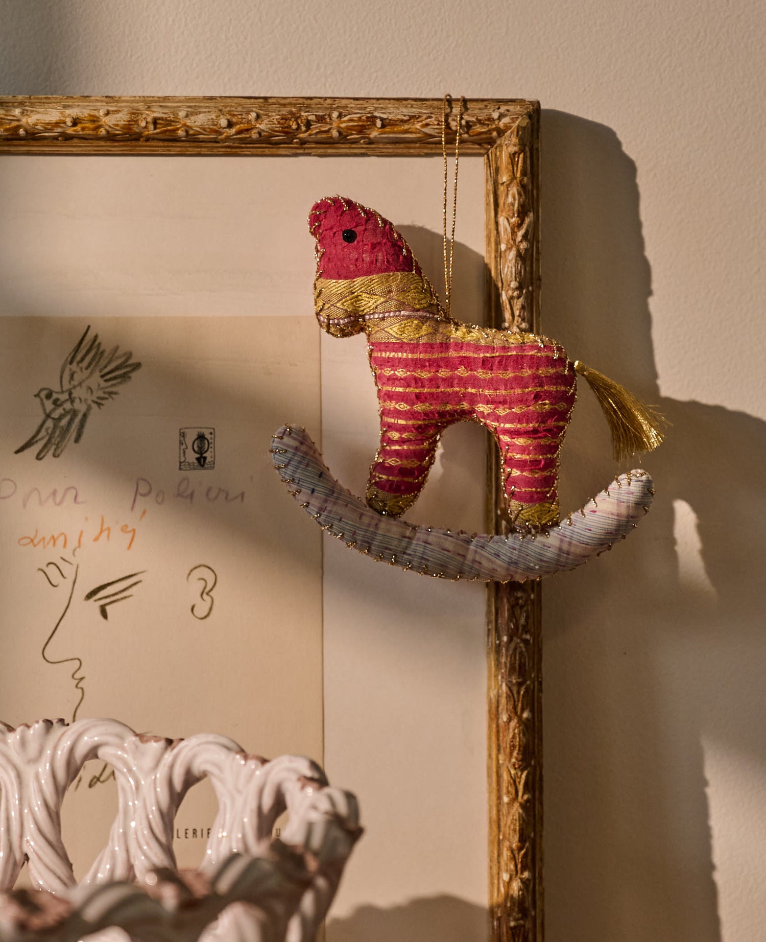 Rocking Horse Ornament - Espresso Gold