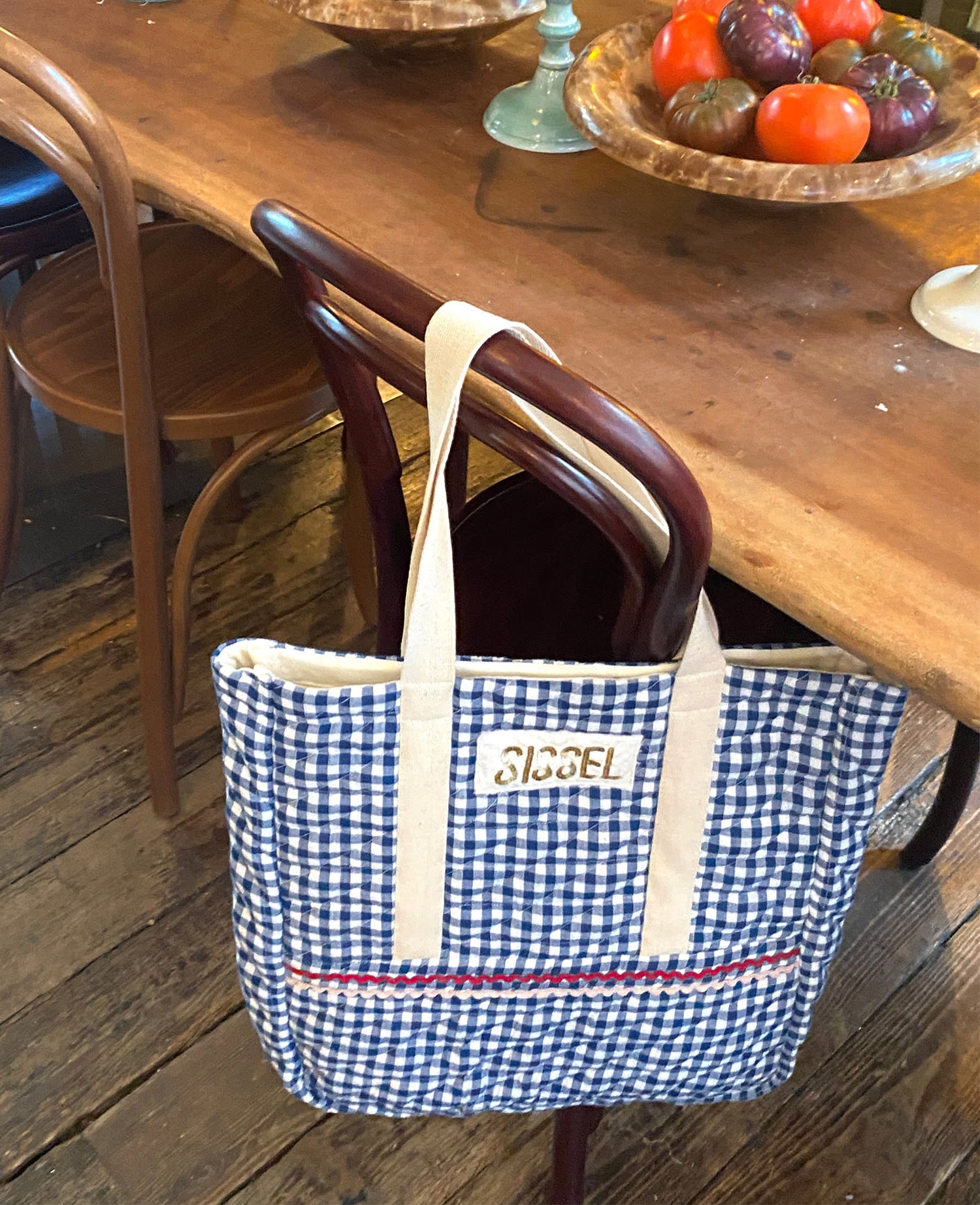 Sissel Tote Bag - Blue Checks