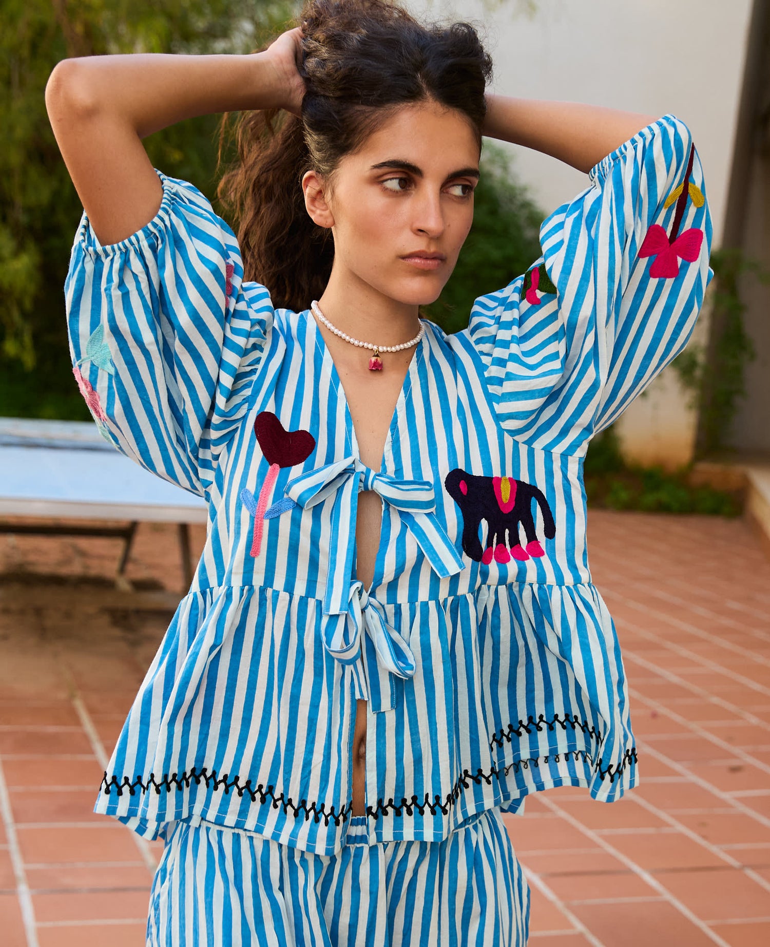 Vilja Top - Blue Stripes
